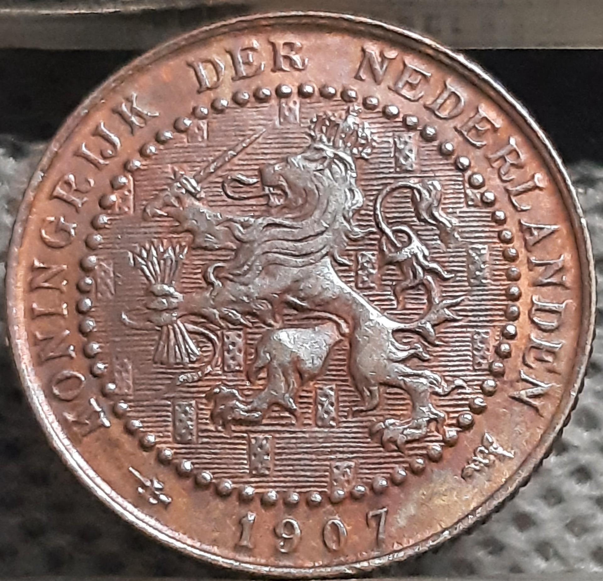 Nyderlandai 1 Centas 1907 KM#132 Bronza (2192)