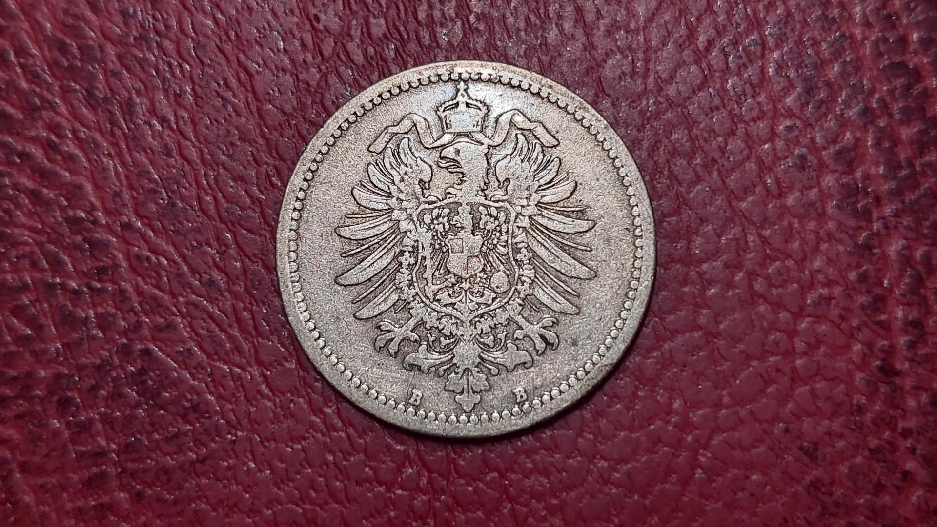 Vokietija 50 pfenigų, 1876B KM# 6 AG 0.900