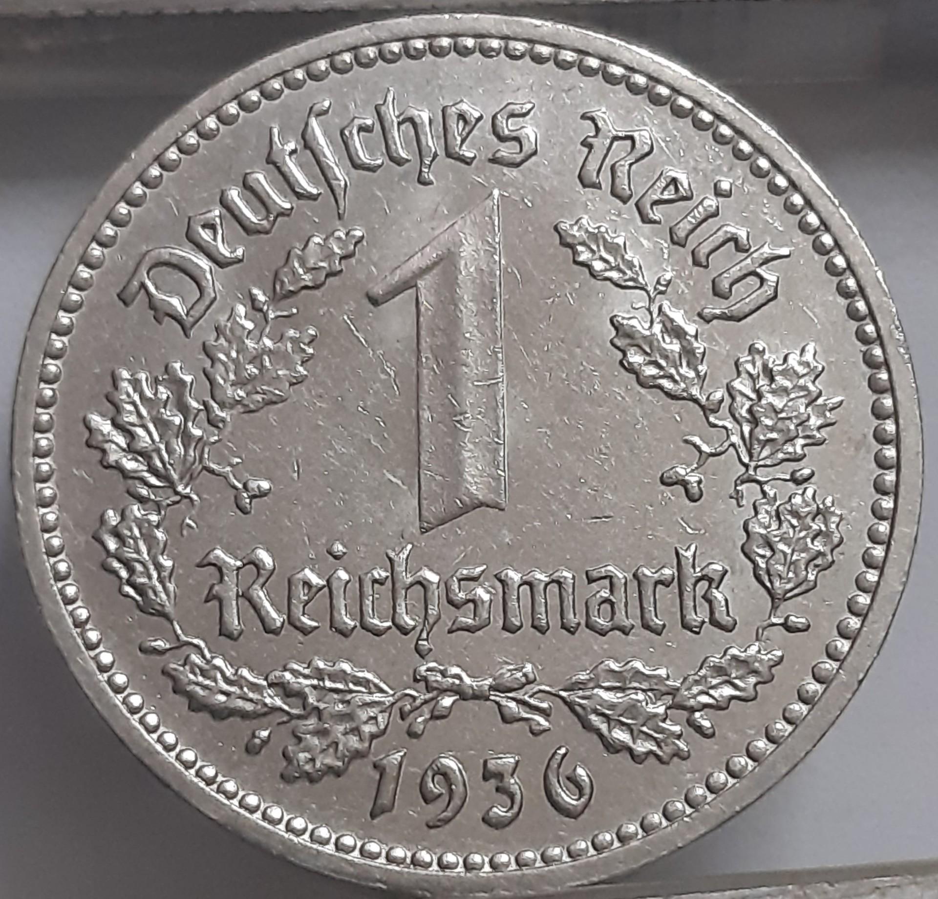 Trečiasis Reichas 1 Reichsmarkė 1936 J KM#78 (2230