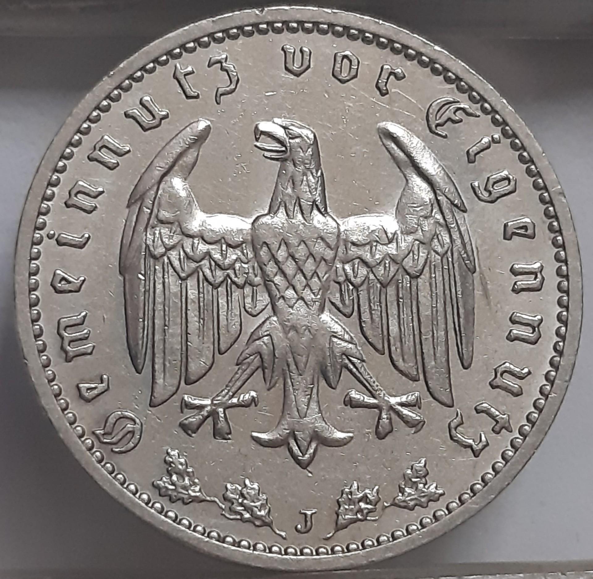 Trečiasis Reichas 1 Reichsmarkė 1936 J KM#78 (2230