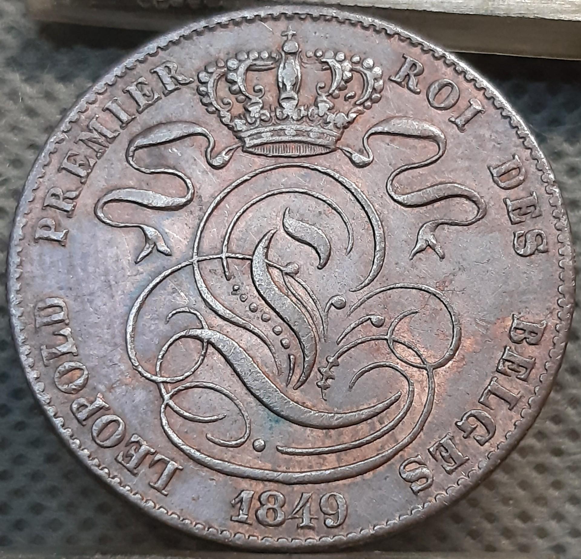 Belgija 5 Santimai 1849 KM#5 Varis (2242)