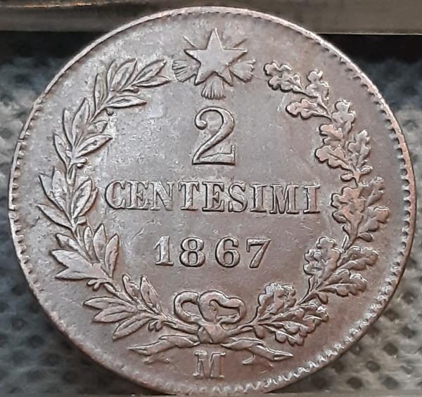 Italija 2 Čentezimai 1867 M KM#2 Varis (2243)