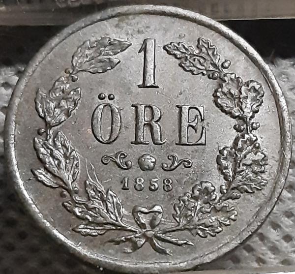 Švedija 1 Erė 1858 L.A. KM#687 Bronza (2248)