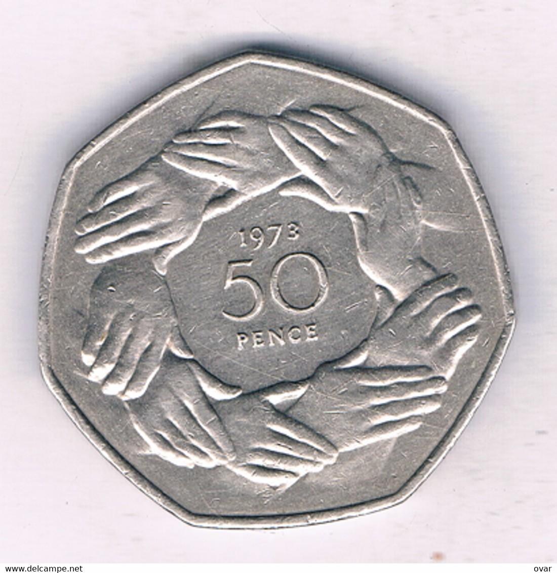 50 pensų, Jungtinė Karalystė, 1973m.