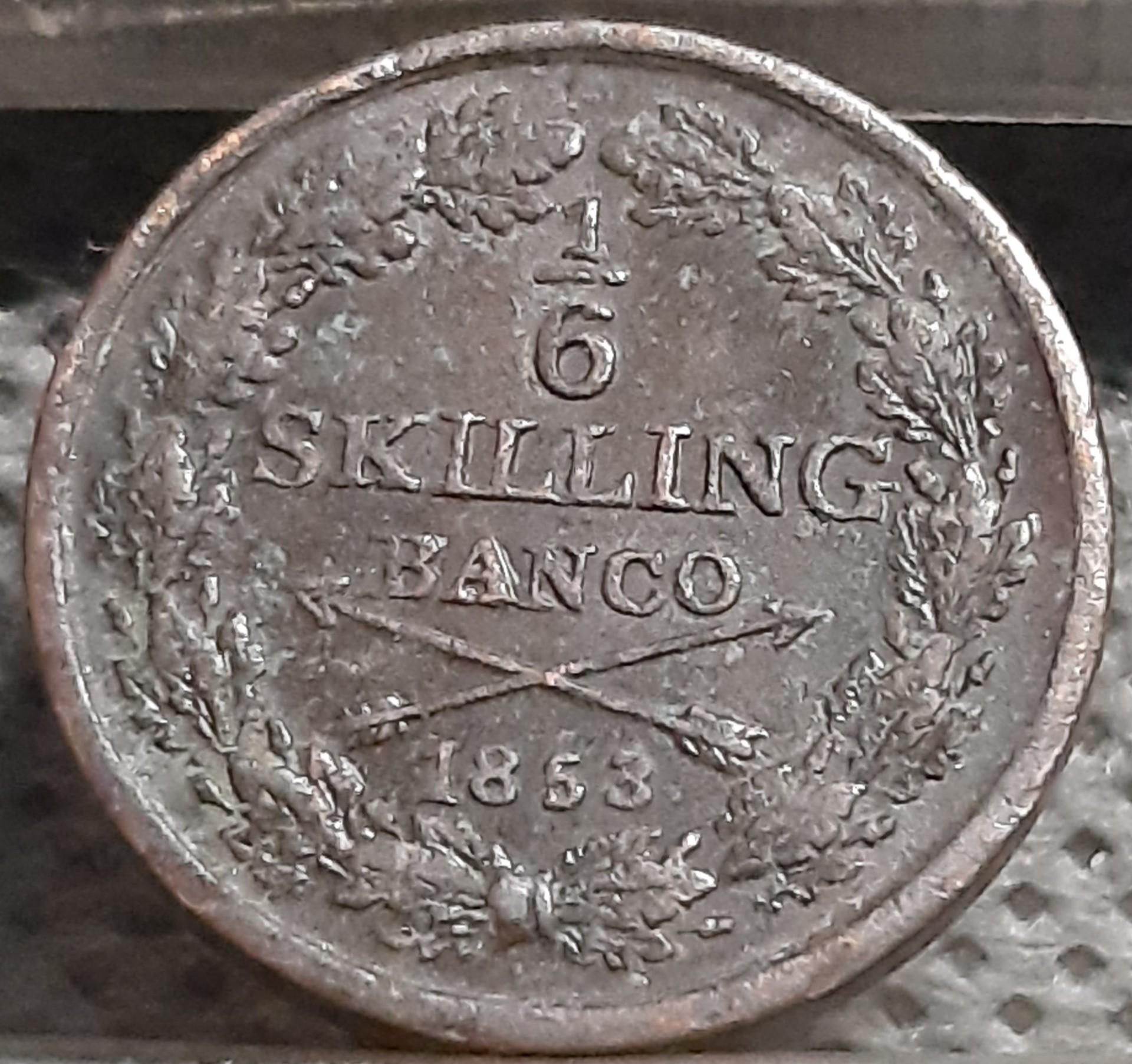 Švedija ⅙ Skilingo Banco 1853 KM#656 Varis (2251)
