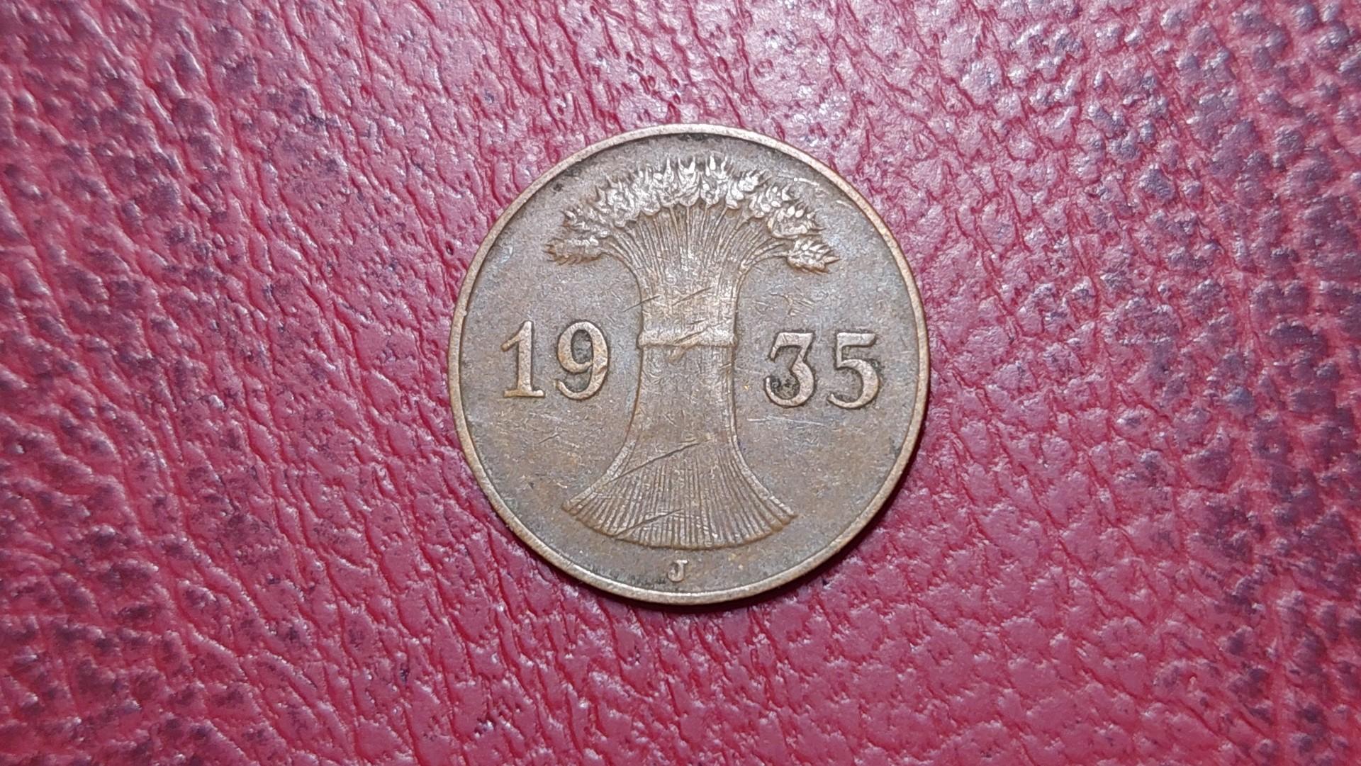 Vokietija 1 reichspfenigas, 1935J KM# 37