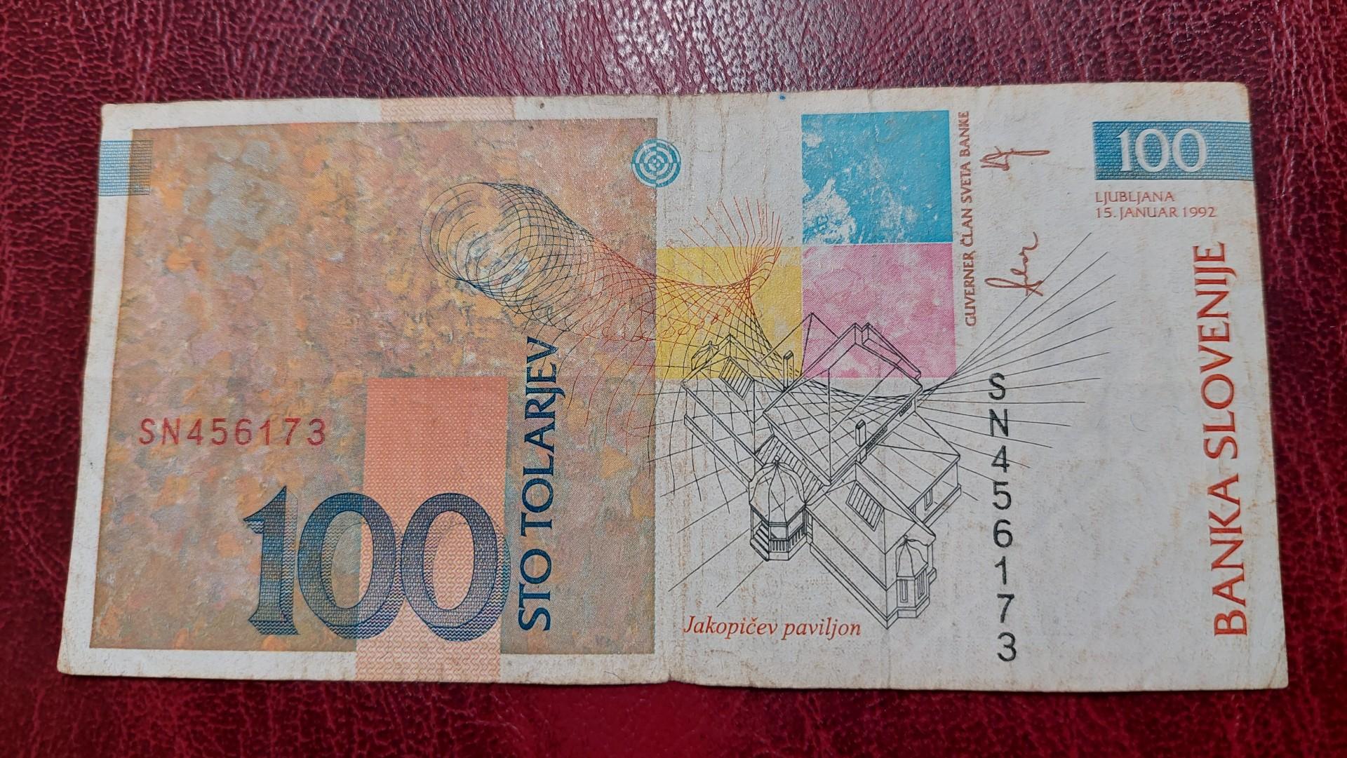 100 Tolarjev 1992.01.15 Slovėnija P-14a