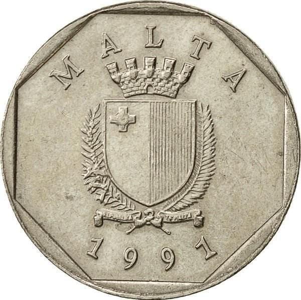 5 centai, Malta. 1991m.