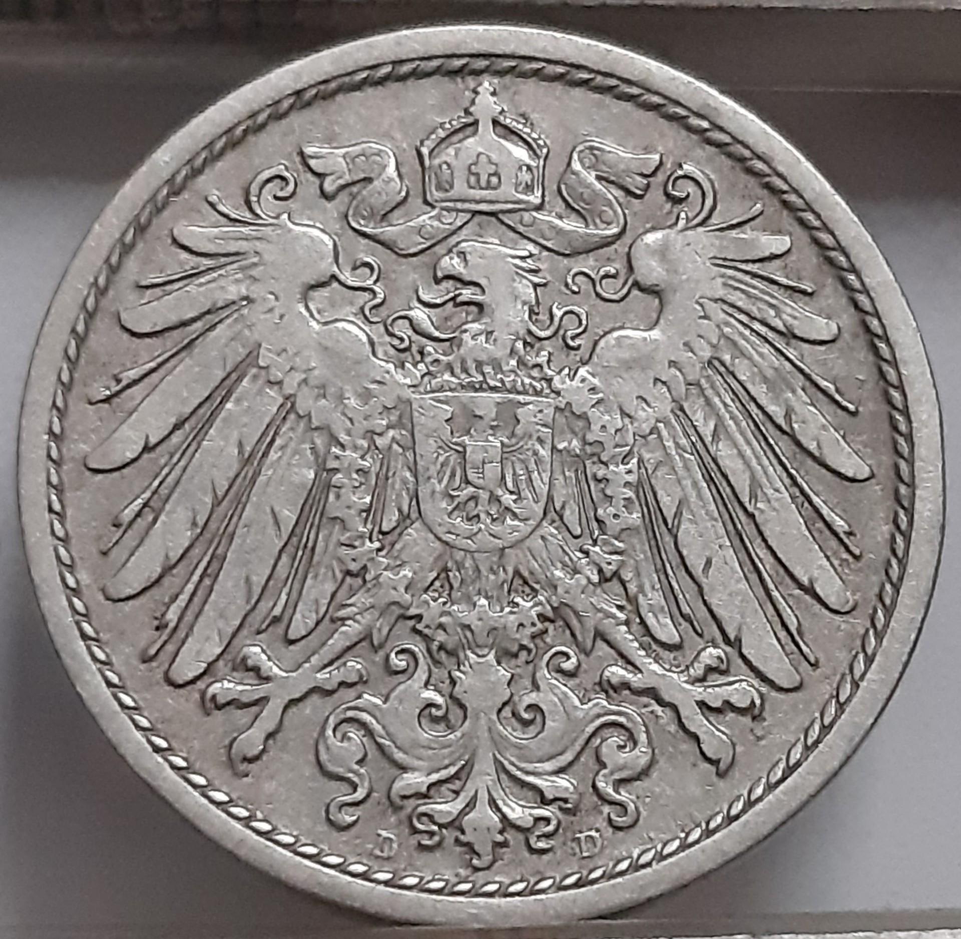 Vokietija 10 Pfenigų 1899 D KM#12 (2255)