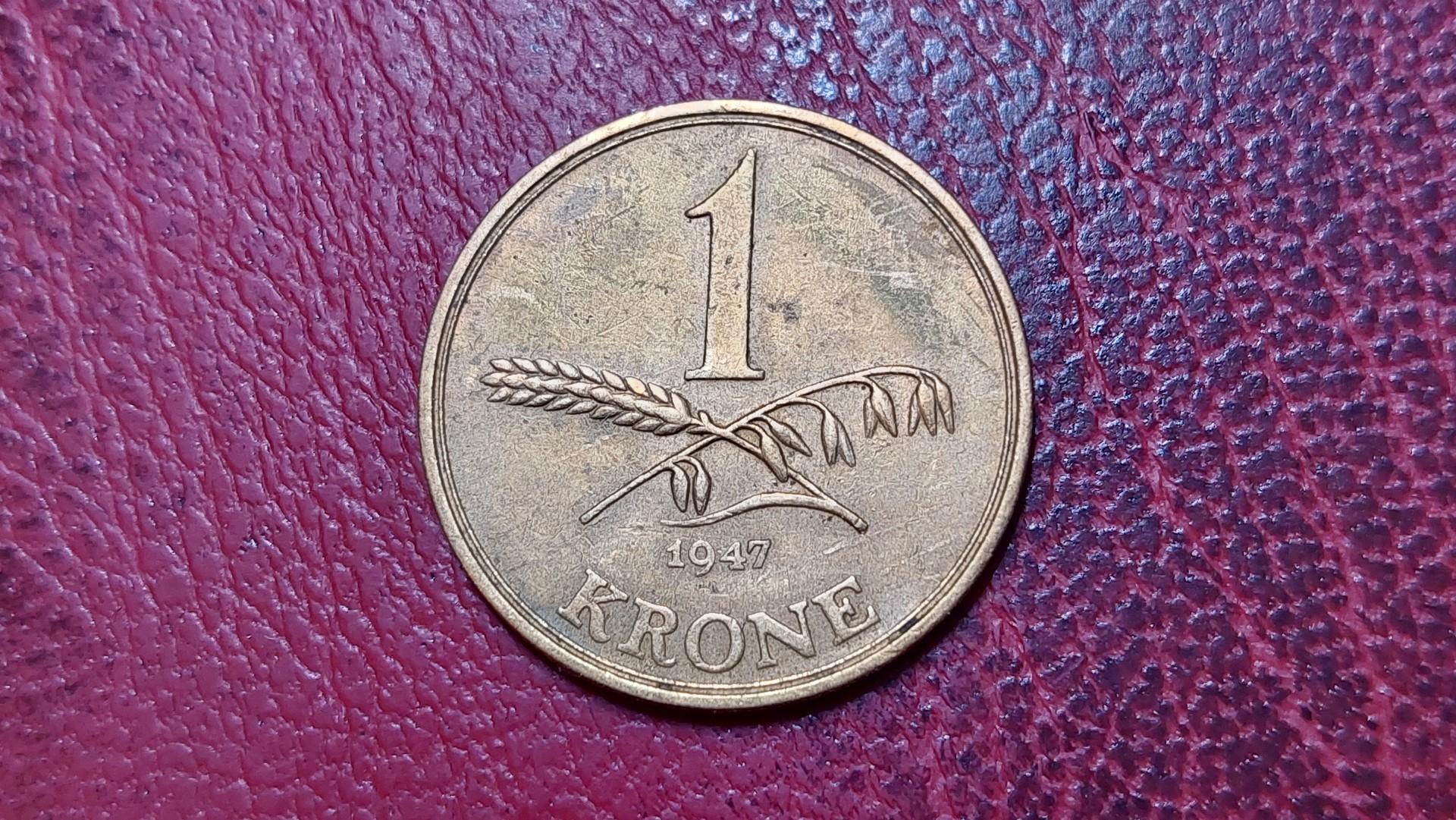 Danija 1 krona, 1947 KM# 835