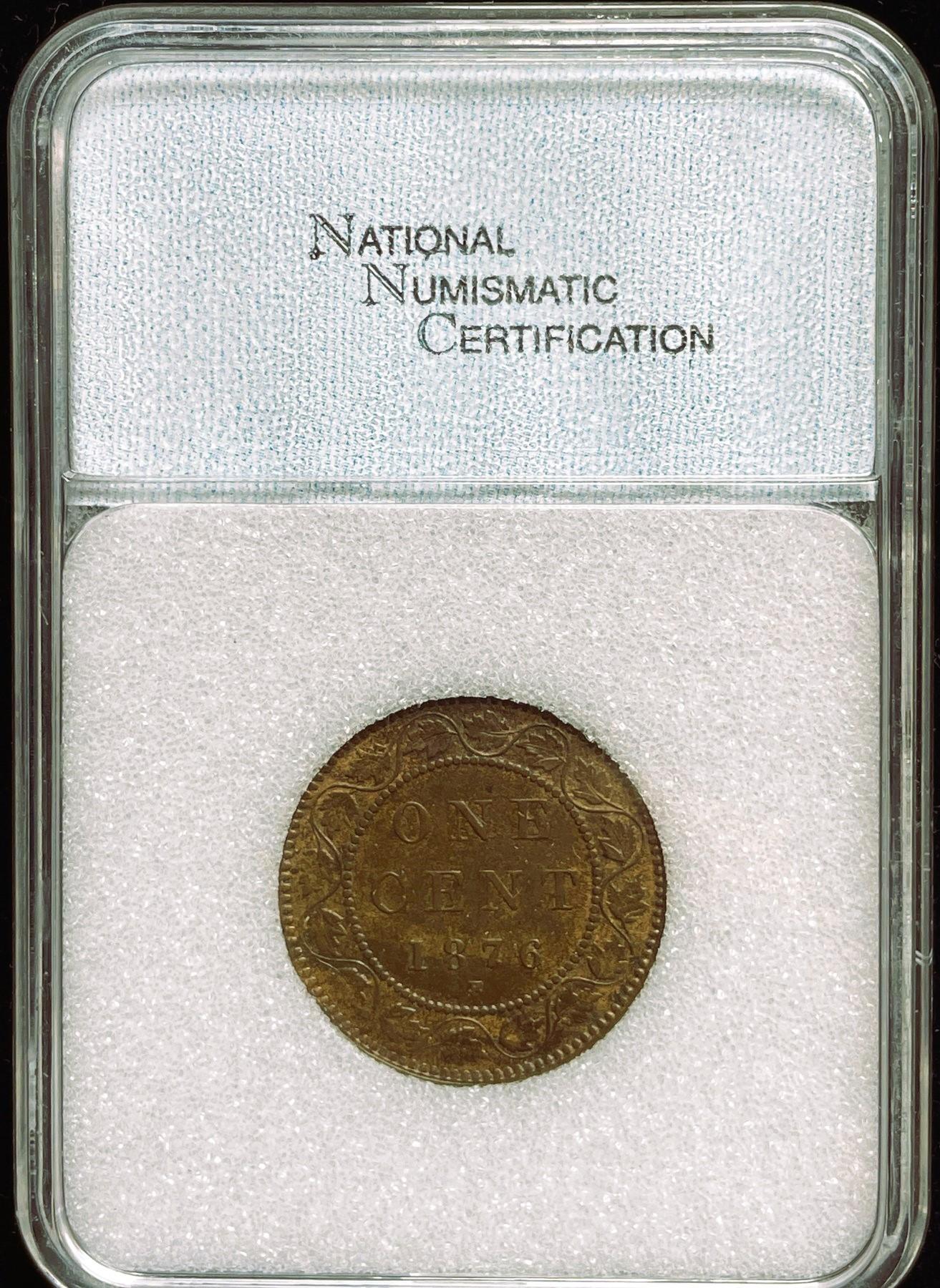 1876-H NNC AU-50 Canada One Cent (sertified by NNC)