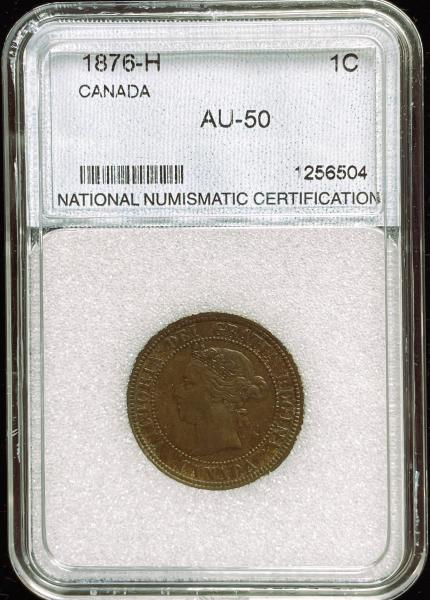 1876-H NNC AU-50 Canada One Cent (sertified by NNC)