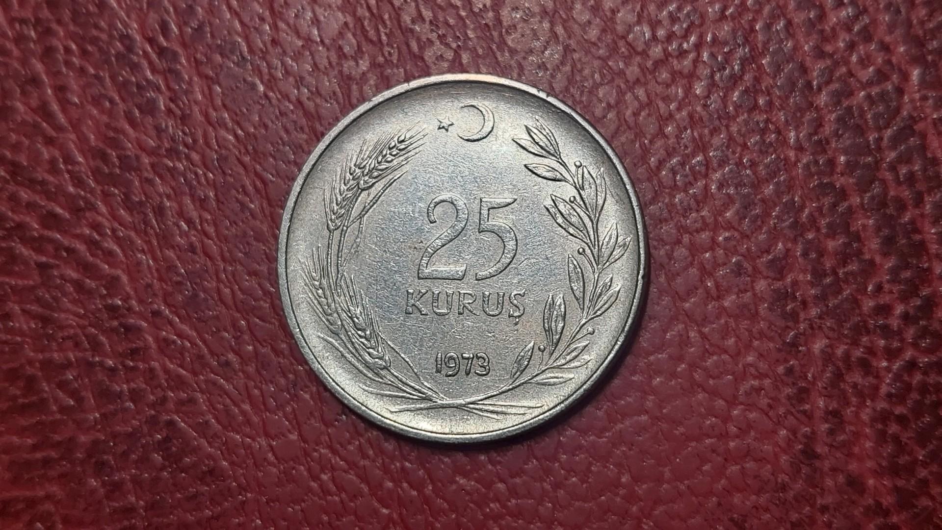 Turkija 25 kurušai, 1973 KM# 892.3