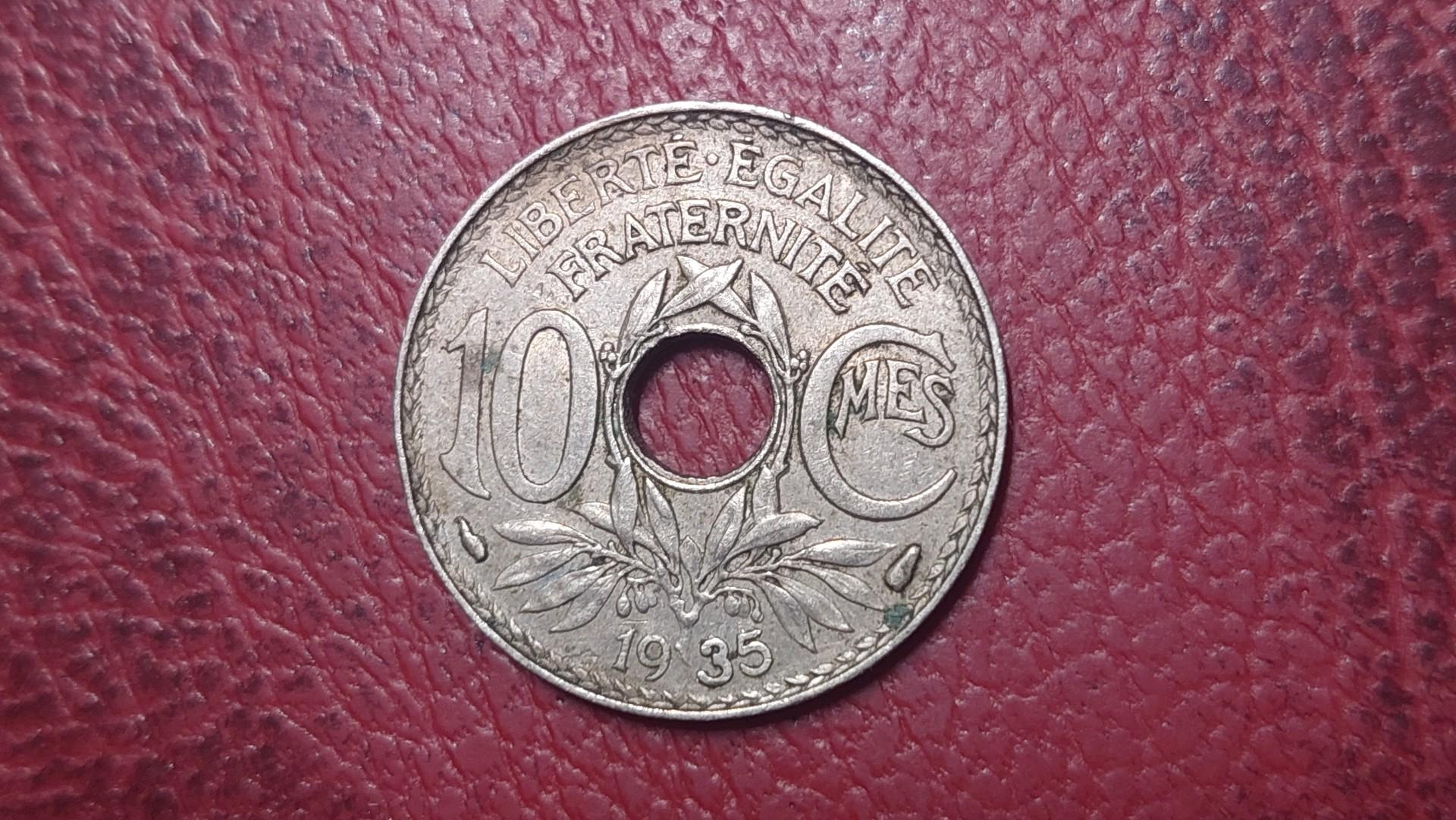 Prancūzija 10 santimų, 1935 KM# 866a