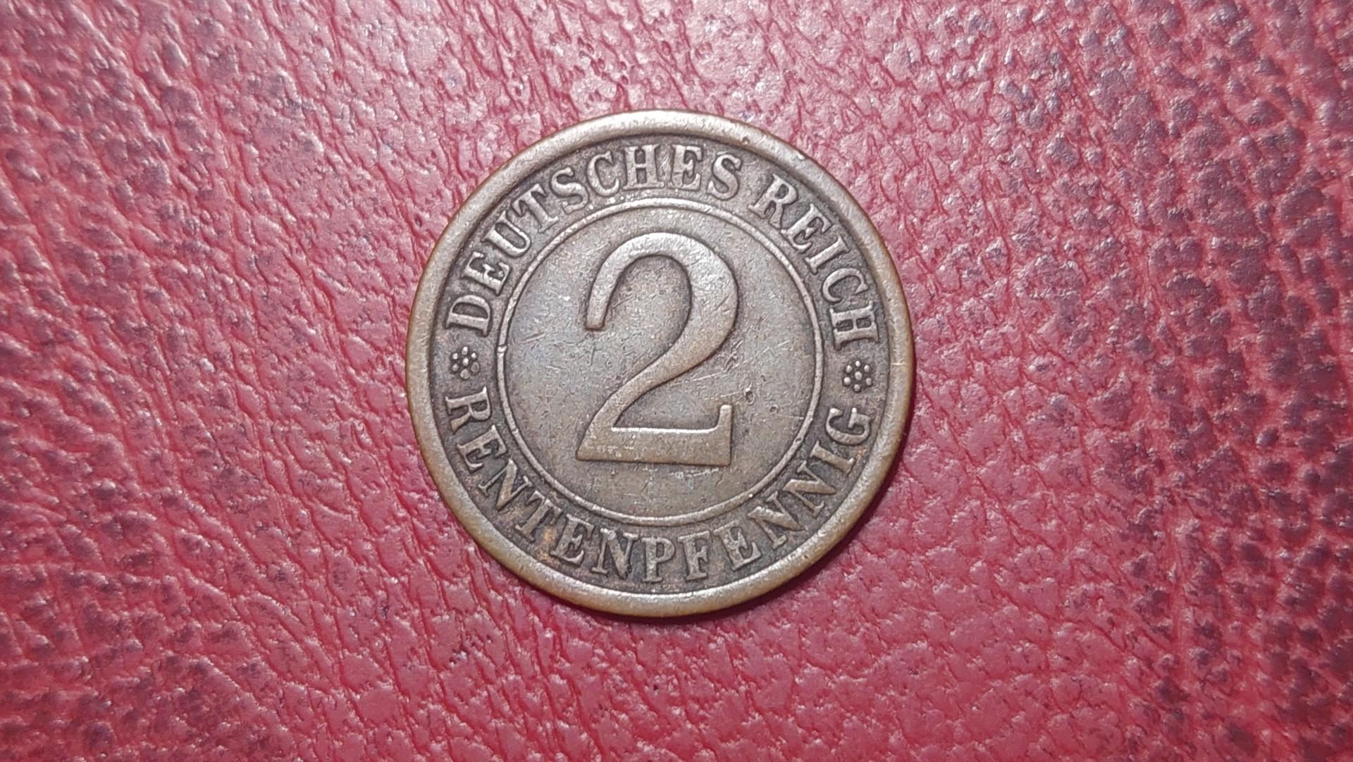 Vokietija 2 rentenpfenigai, 1924A KM# 31