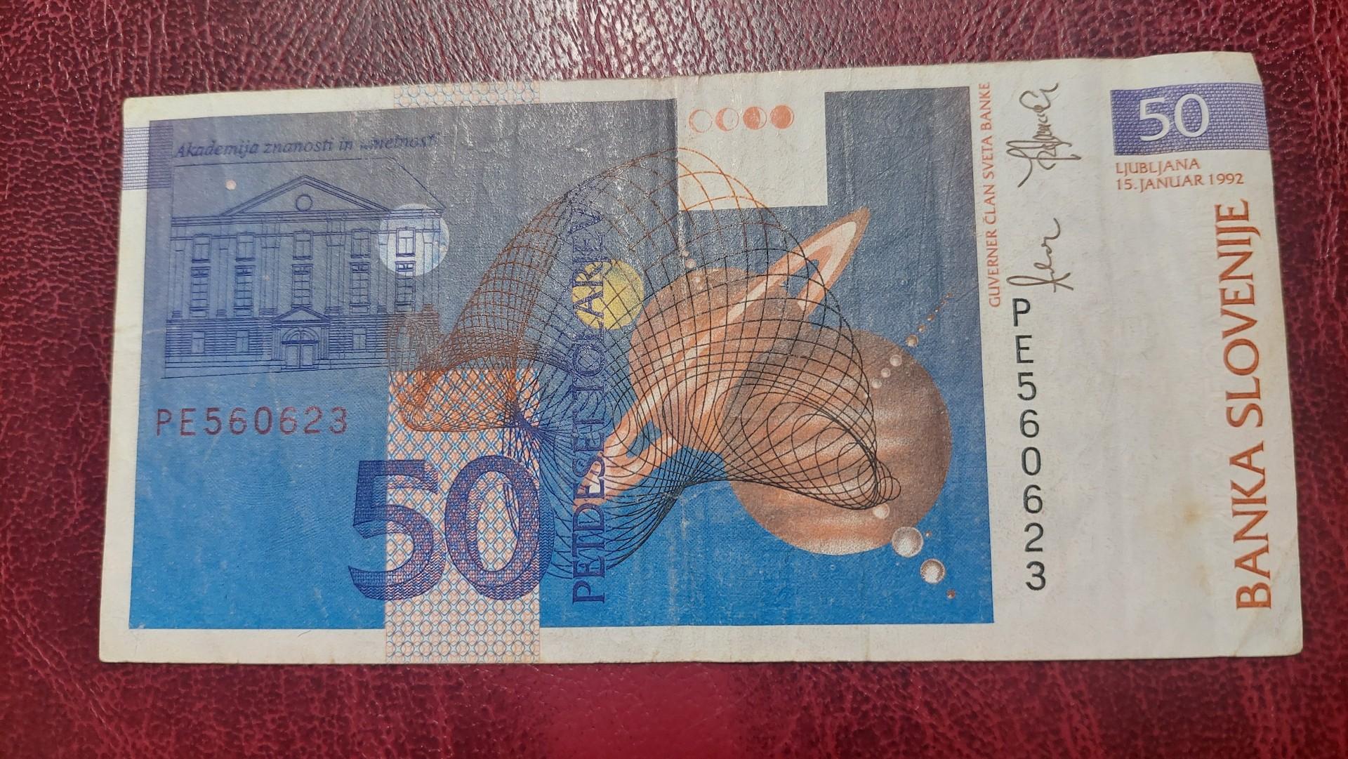 50 Tolarjev 1992.01.15 Slovėnija P-13a