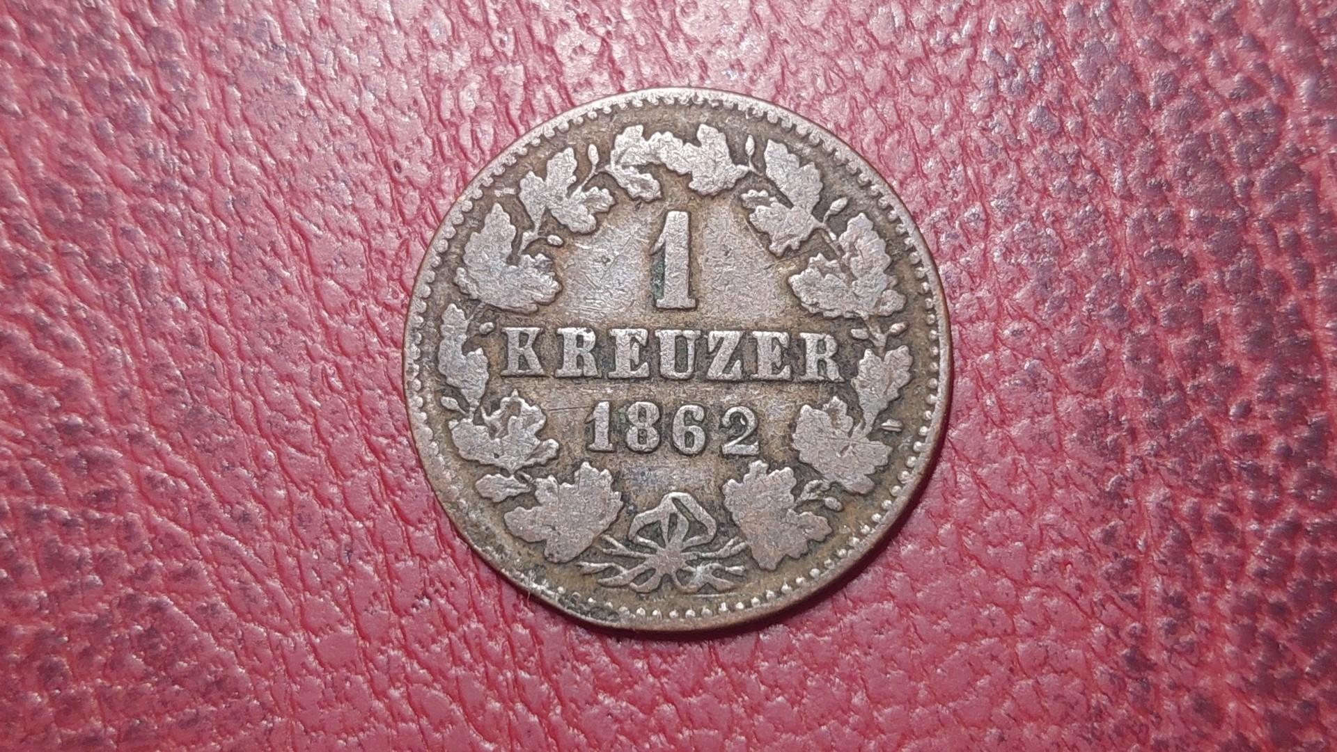 Nasau 1 kreiceris, 1862 KM# 74