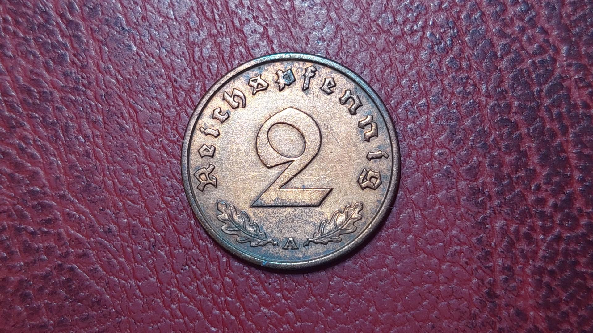 Trečiasis Reichas 2 reichspfenigai, 1937A KM# 90