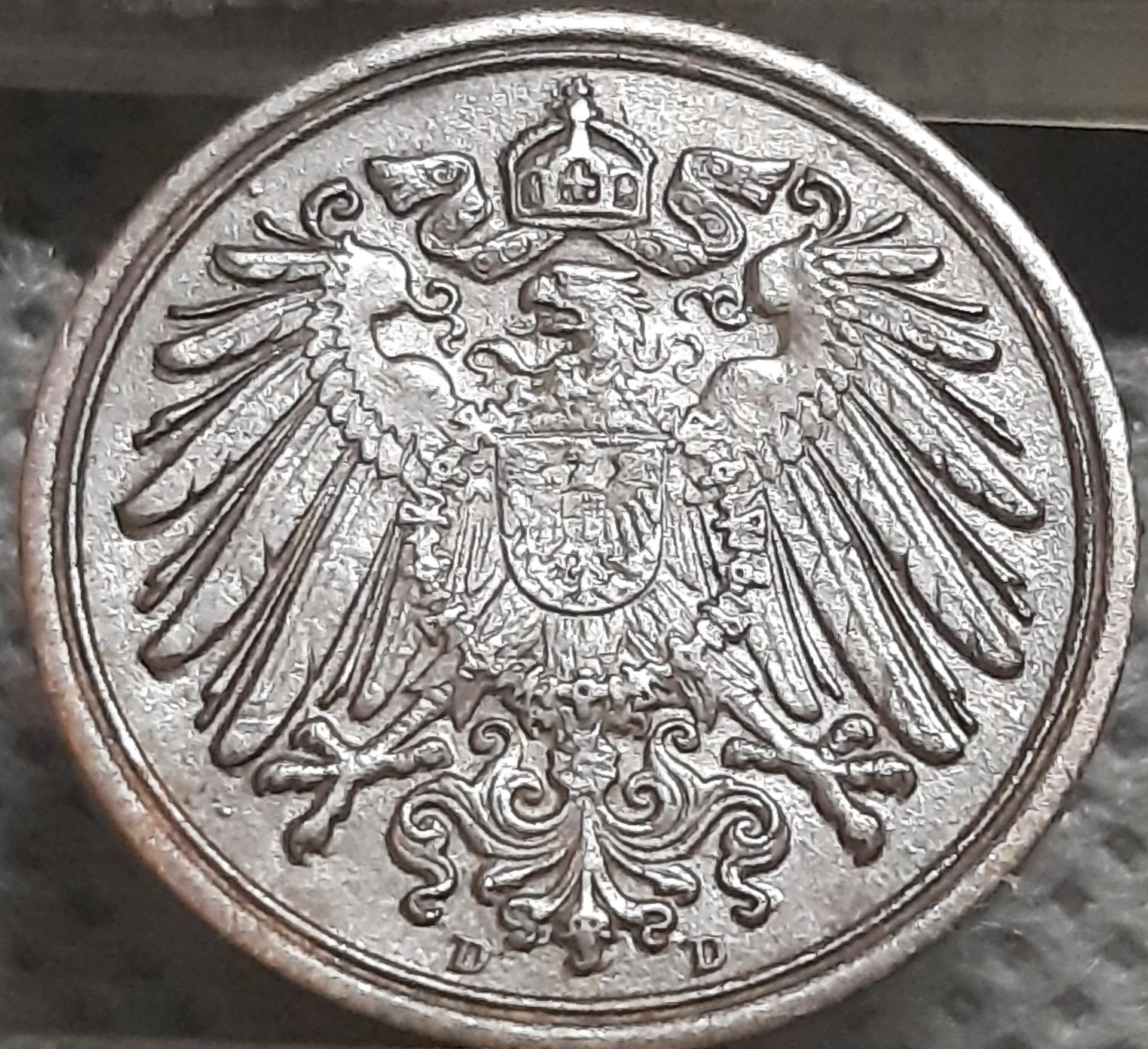 Vokietija 1 Pfenigas 1900 D KM#10 Varis (2280)