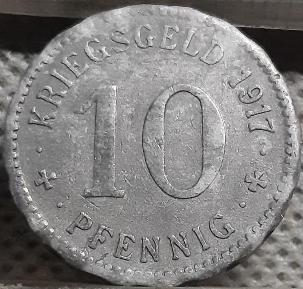 Vokietija - Hagen 10 Pfenigų 1917 Cinkas N#31946 (2325)