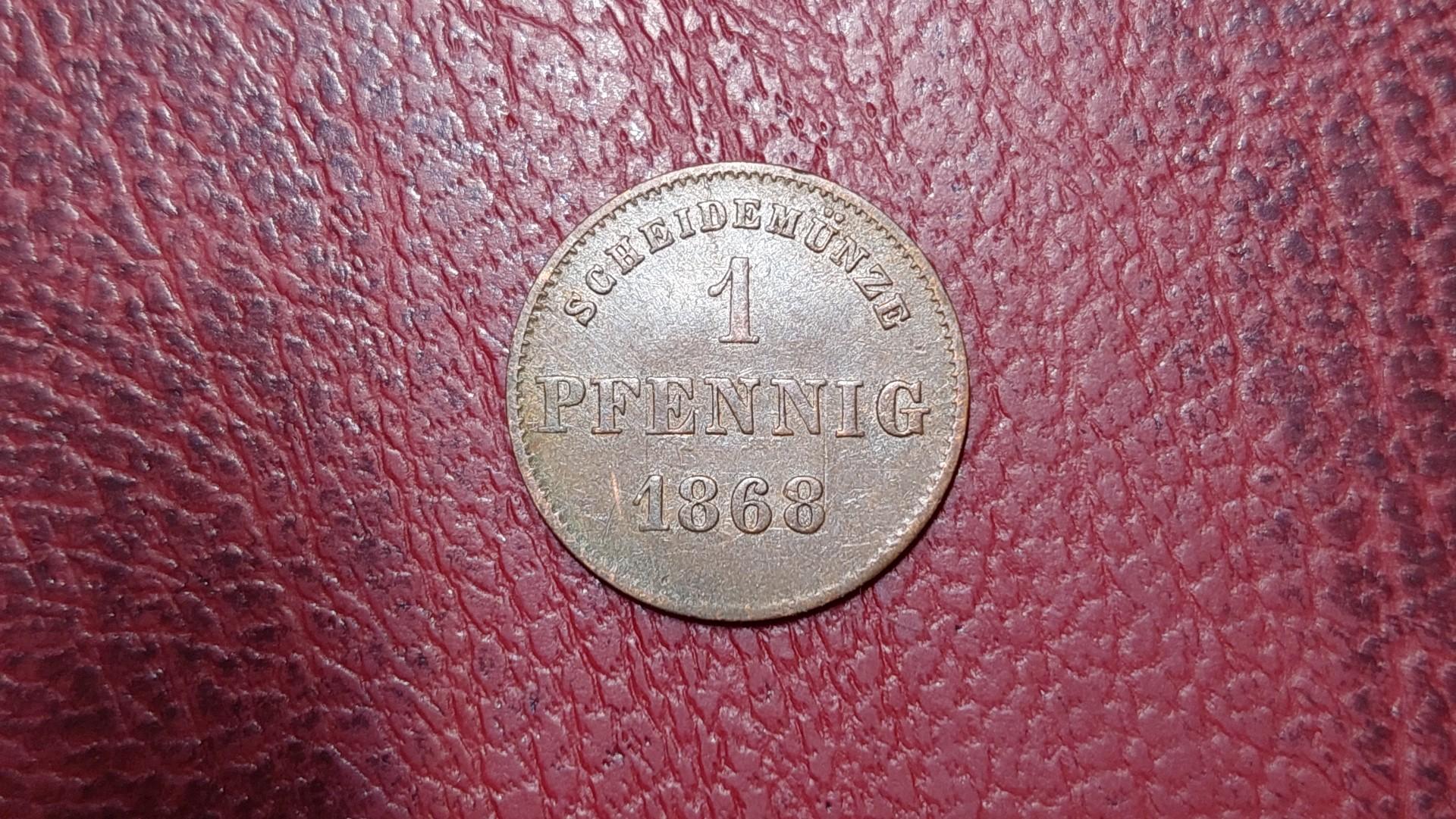 Sakse-Meiningenas 1 pfenigas, 1868 KM# 173