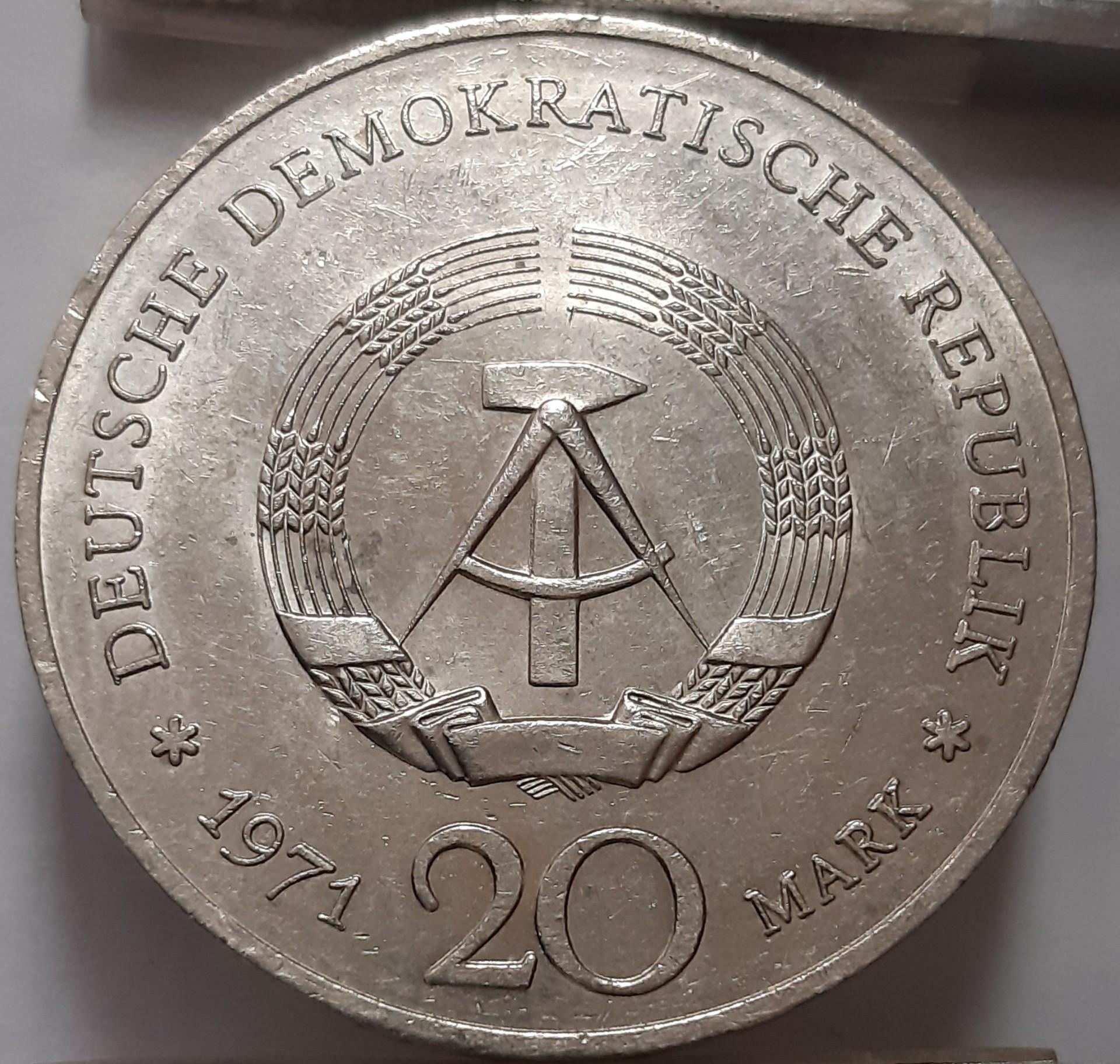 Vokietija - VDR 20 Markių 1971 Proginė (2298)