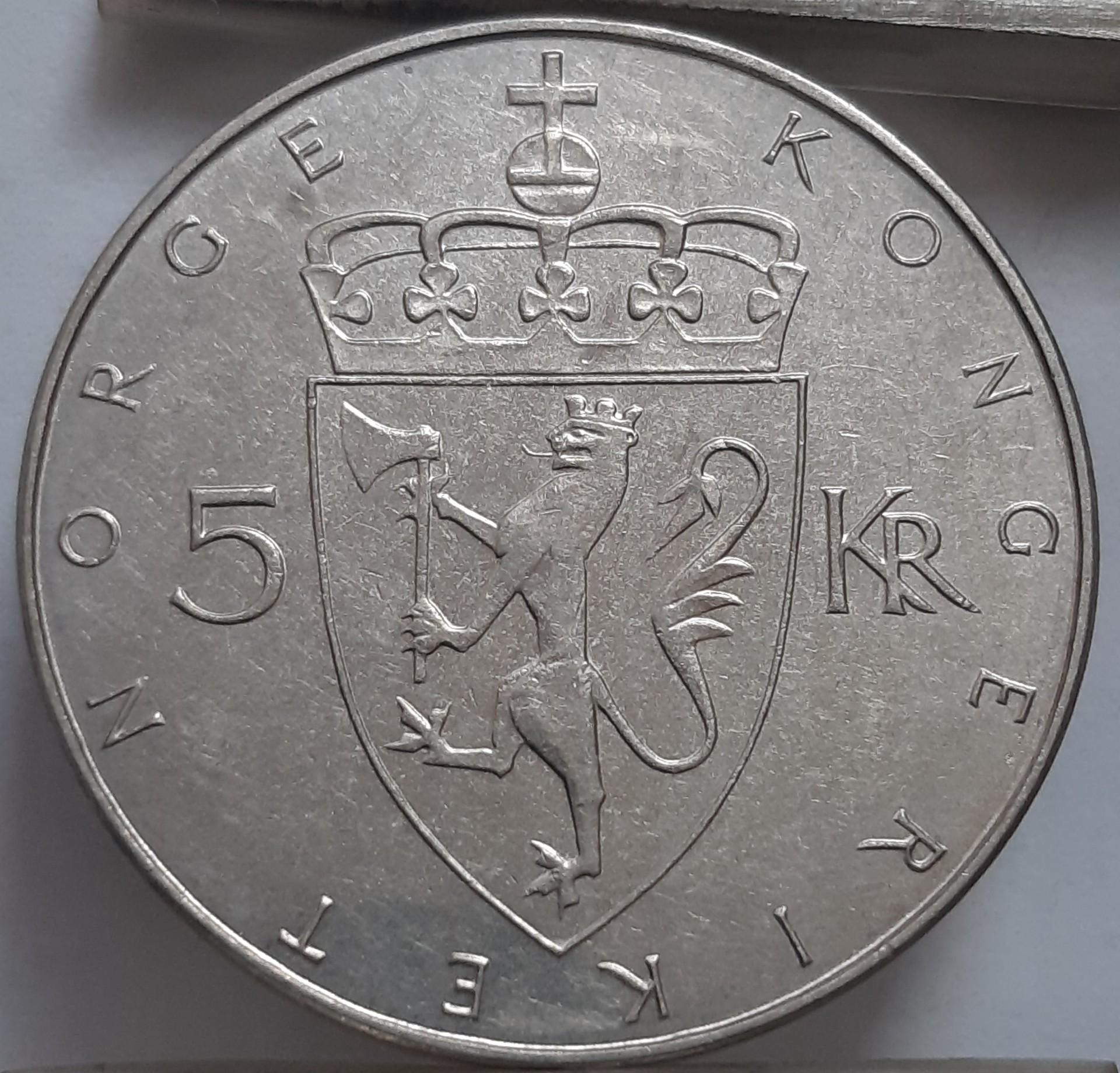 Norvegija 5 Kronos 1975 Proginė KM#421 (2304)