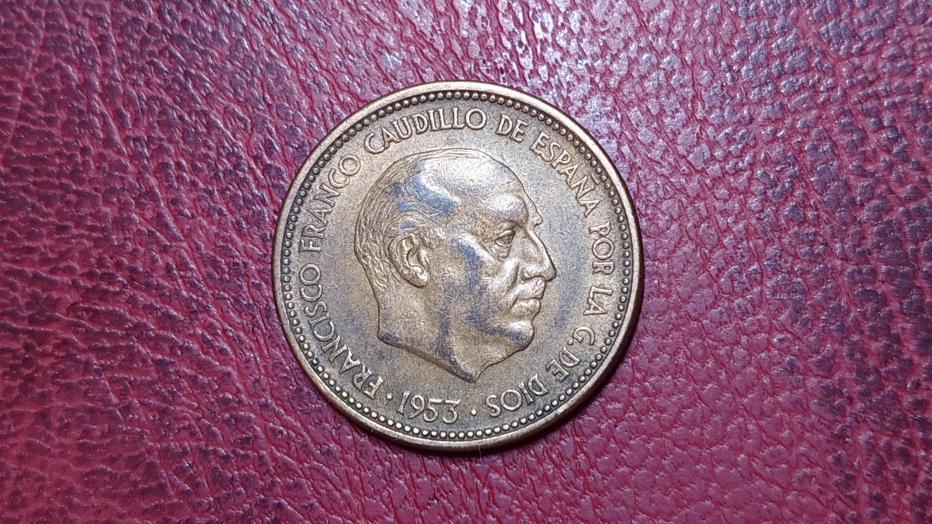 Ispanija 2½ pesetos, 1953 KM# 785 Skaičius 56 žv.