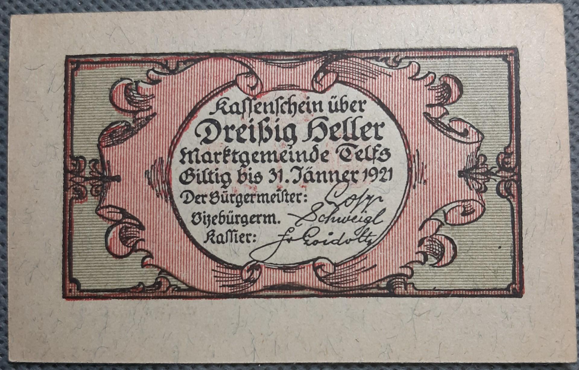 Austrija 30 Helerių 1921 N#270598 (2336)