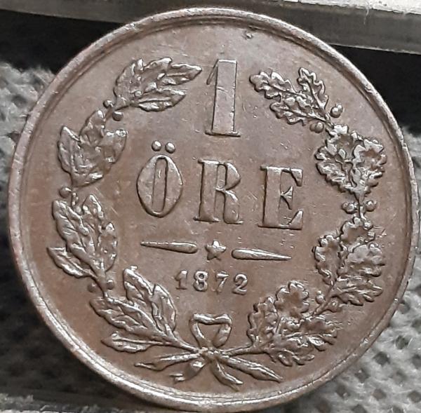 Švedija 1 Erė 1872 L.A. KM#705 Bronza (2306)