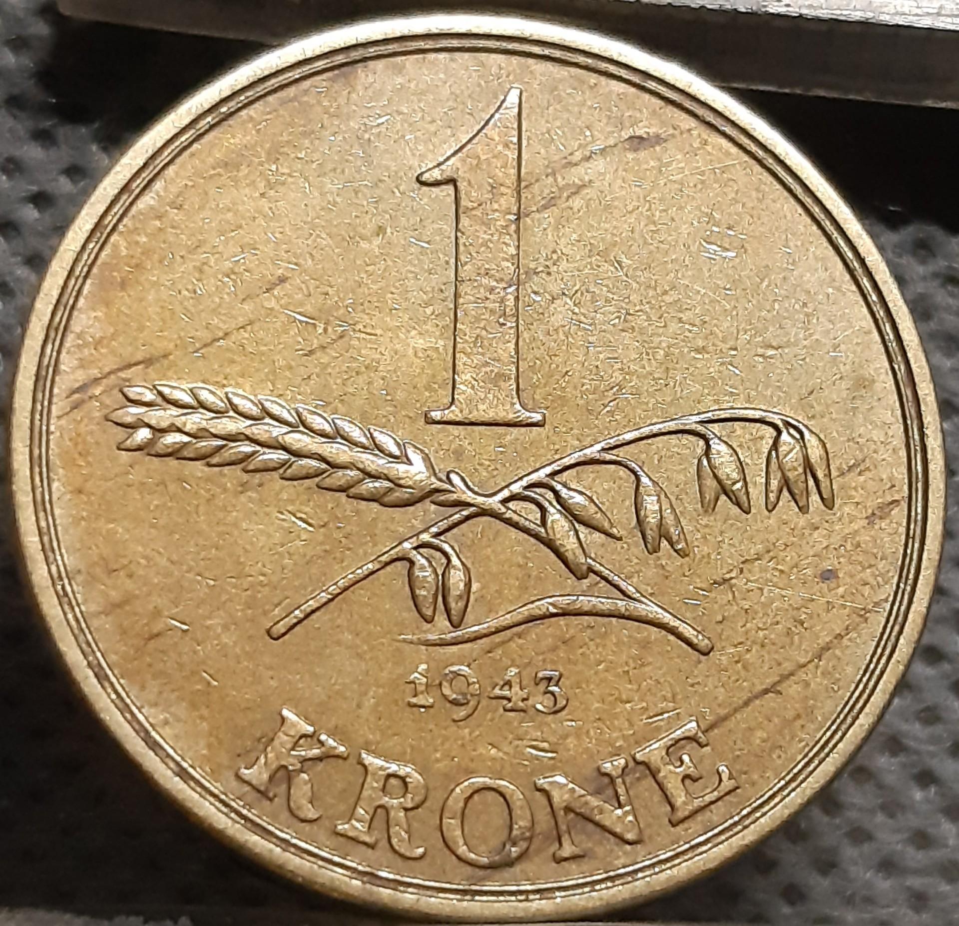 Danija 1 Krona 1943 KM#835 (2316)