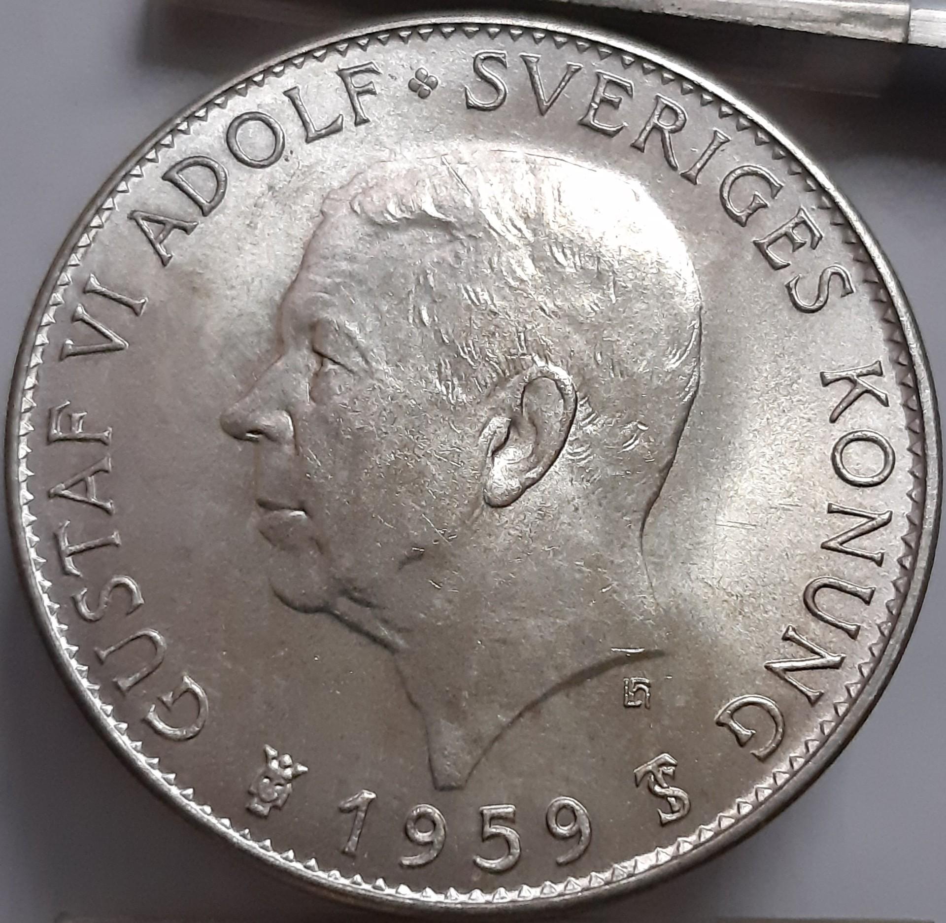 Švedija 5 Kronos 1959 Proginė KM#830 (2342)