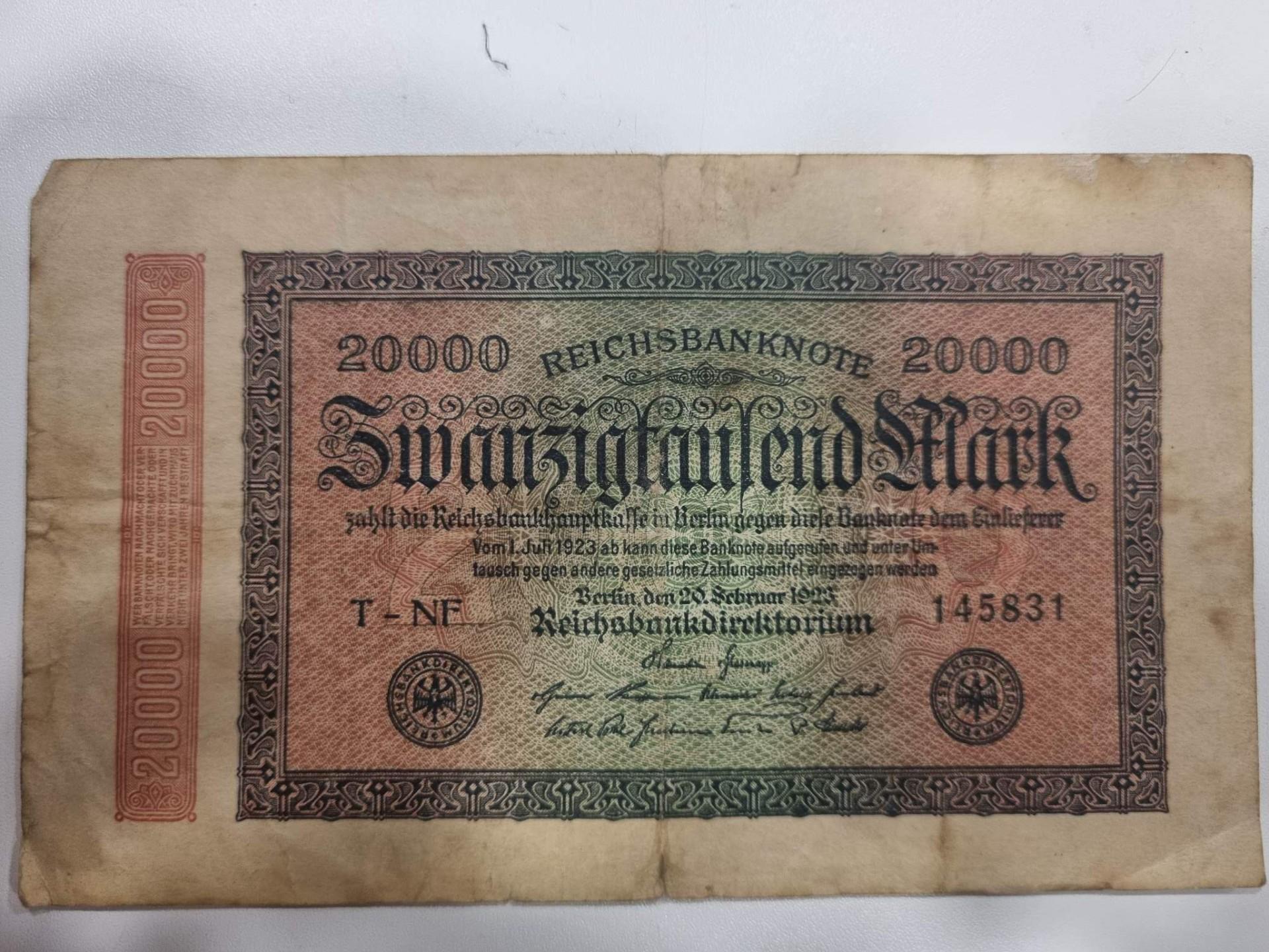 Vokietija Reichsbanknote 20000 Mark 1923