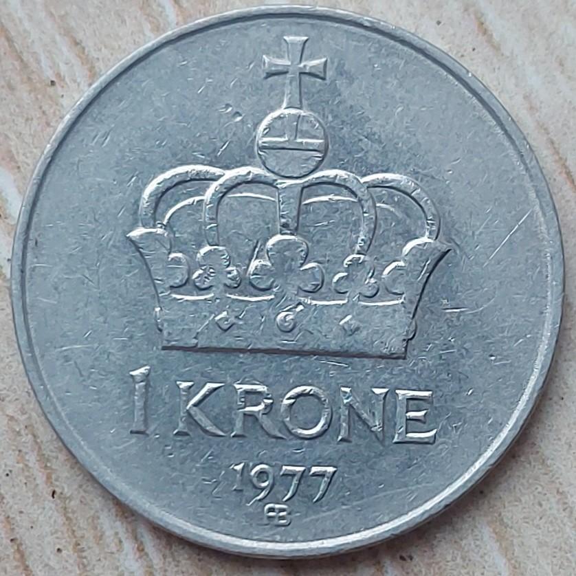 Norvegija 1 Krona 1977 KM#419 (A15)