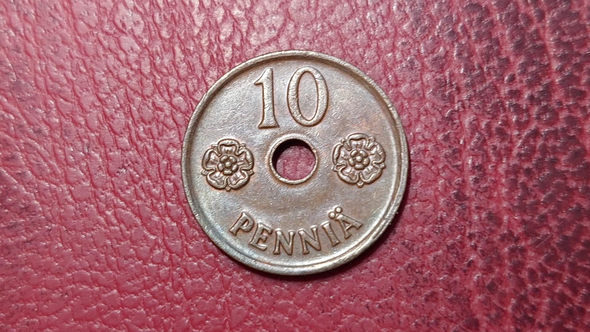 Suomija 10 pensų, 1942 KM# 33