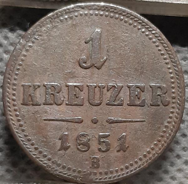 Austrija 1 Kreiceris 1851 KM#2185 B Varis (2378)