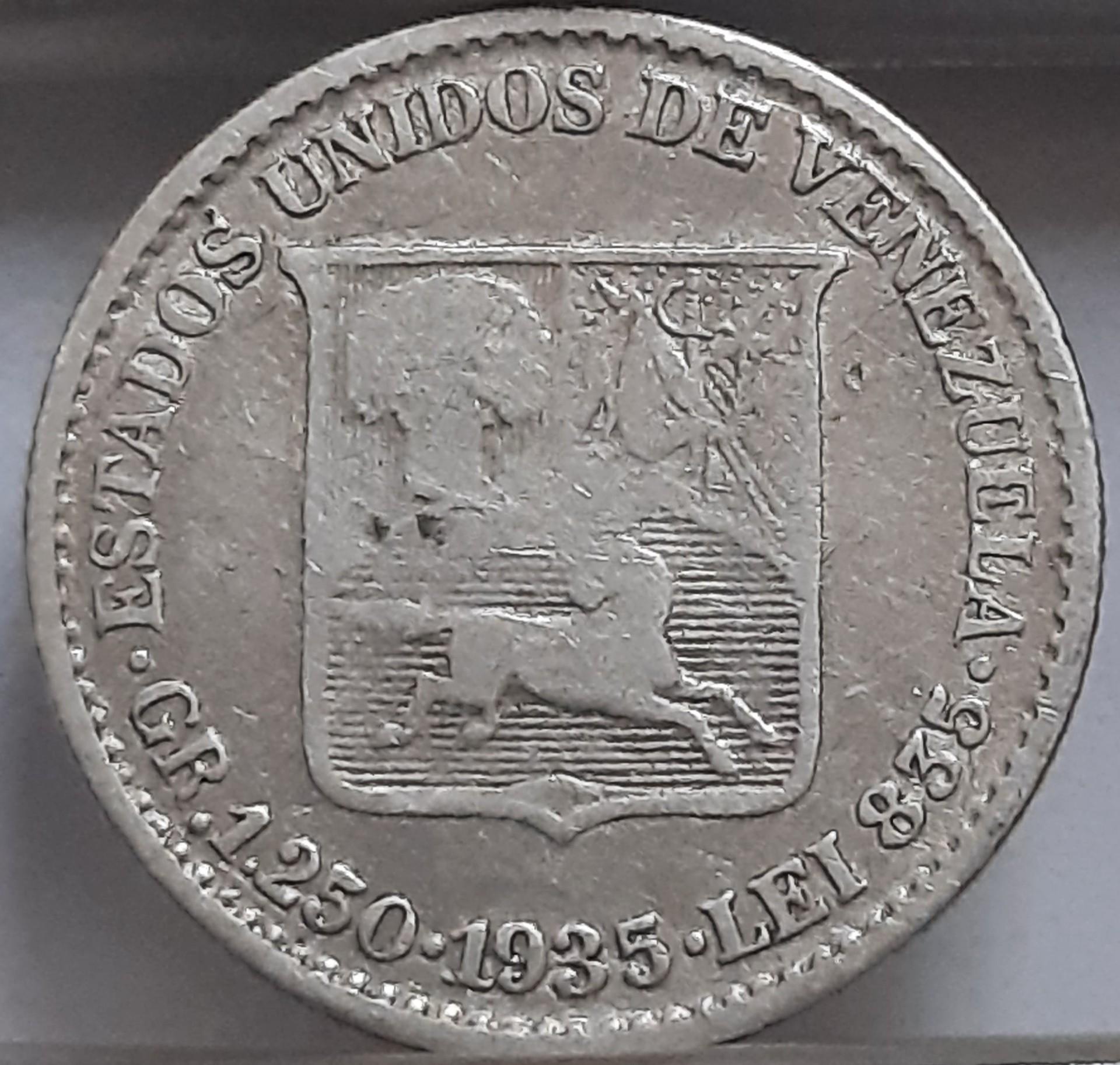 Venesuela 1/4 Bolivaro 1935 Y#20 Sidabras (2390)