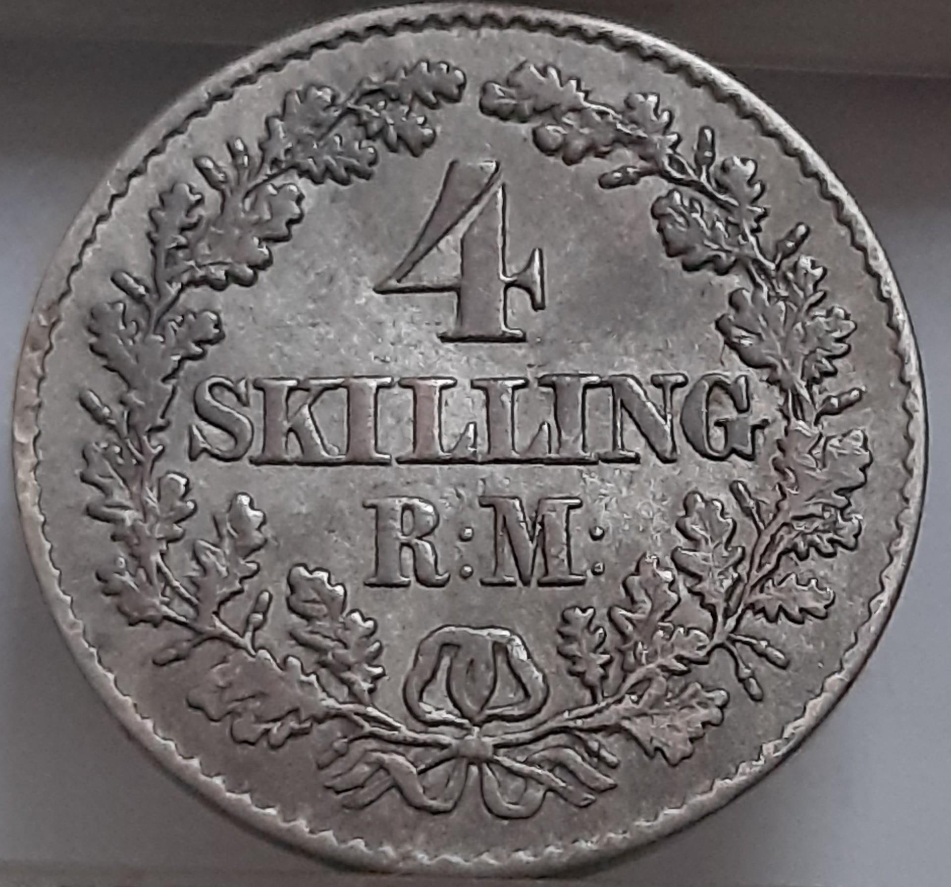 Danija 4 Skilingai Rigsmontai 1867 KM#775 (2387)