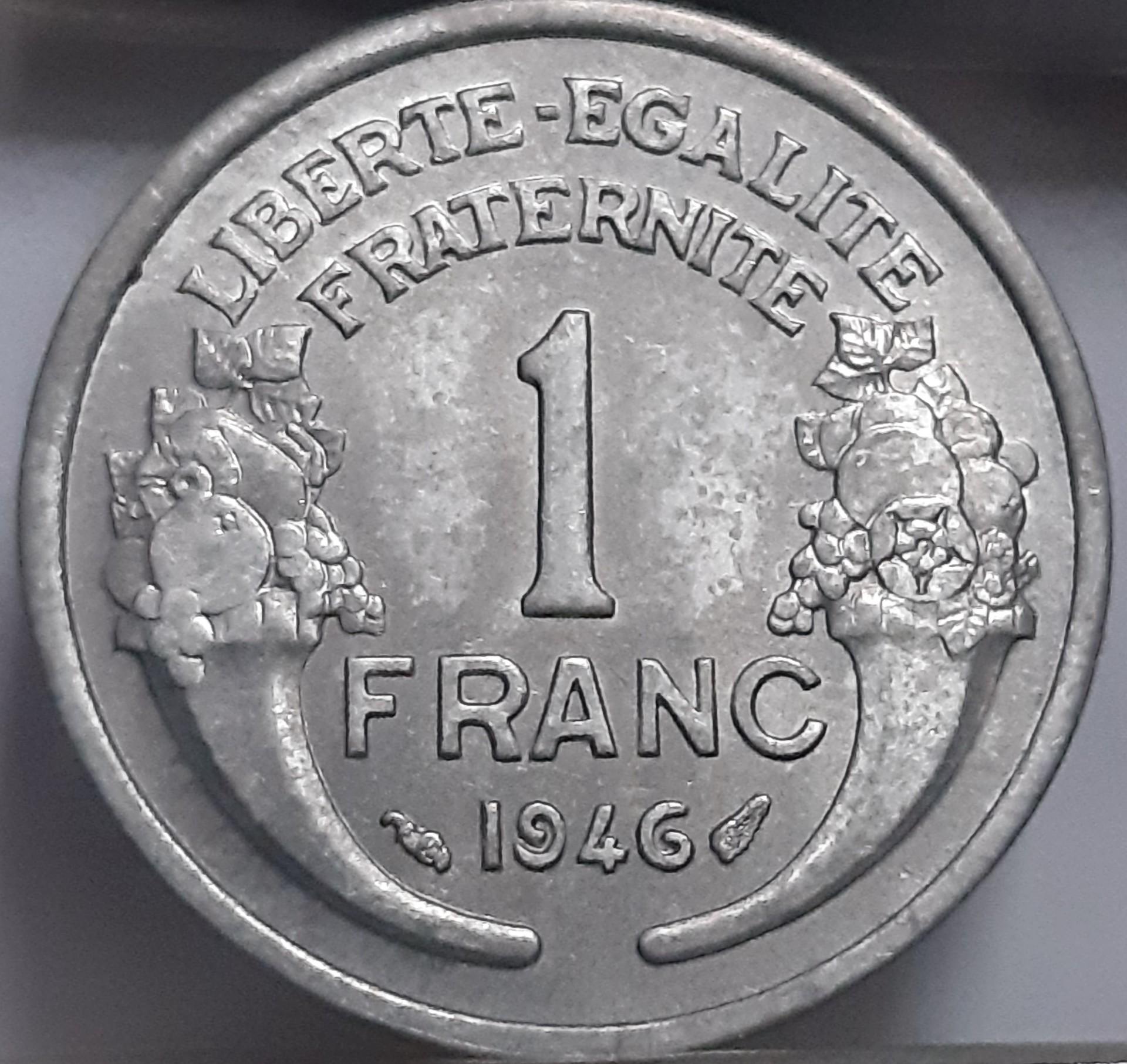 Prancūzija 1 Frankas 1946 KM#885a Aliuminis (2410