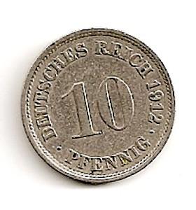 Vokietija. 10 feningų ( 1907; A ) XF