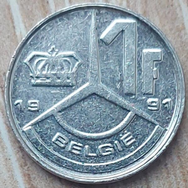 Belgija 1 Frankas 1991 KM#171 (A16)