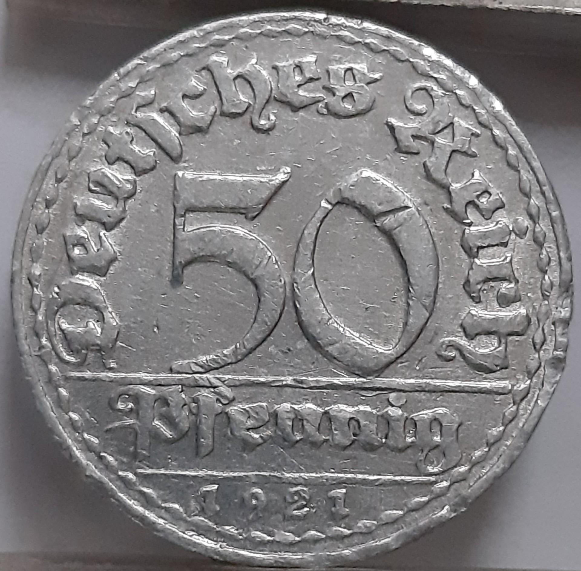 Vokietija 50 Pfenigų 1921 D KM#27 Aliuminis (2462)