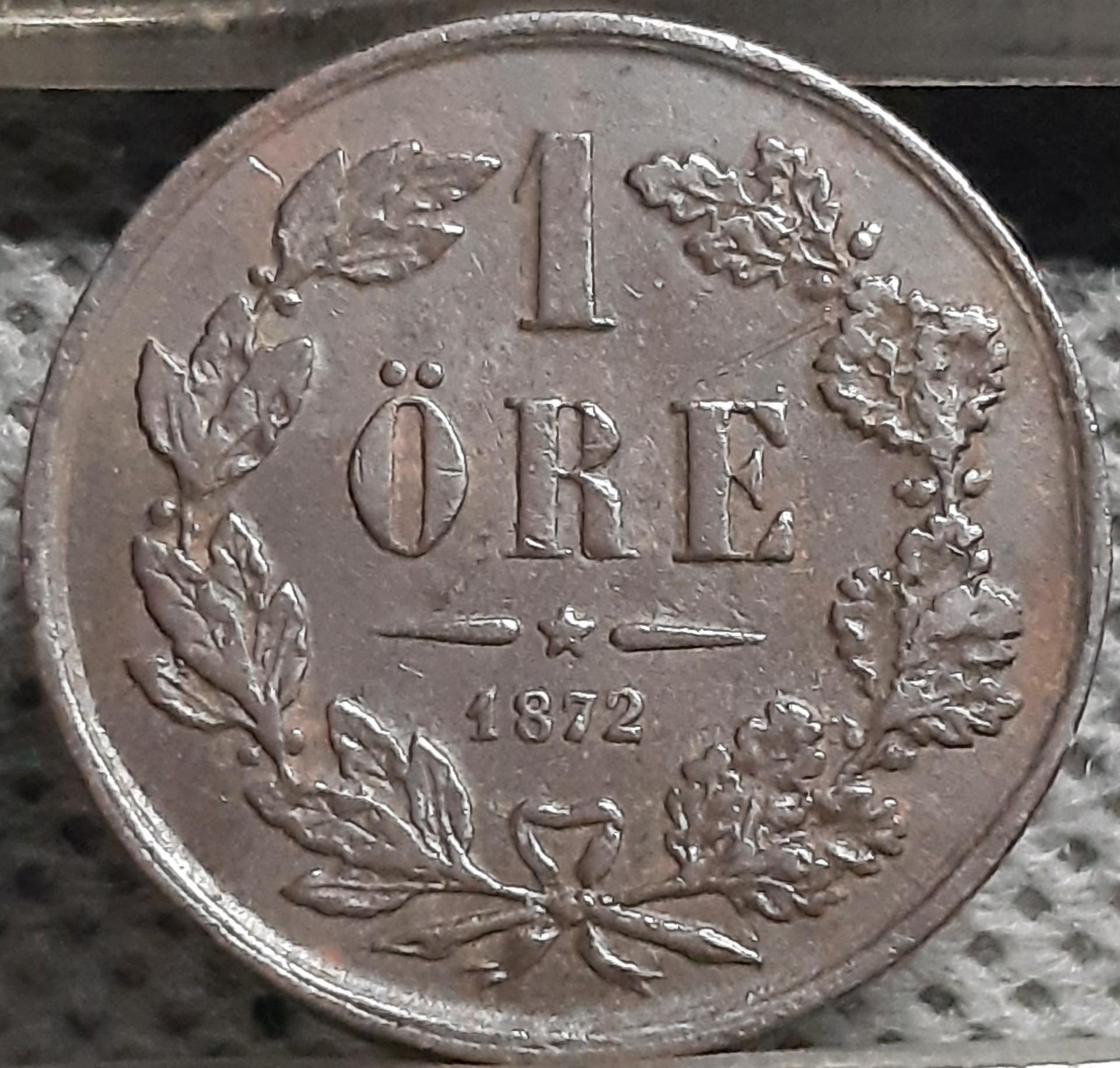 Švedija 1 Erė 1872 LA. KM#705 Bronza (2476)