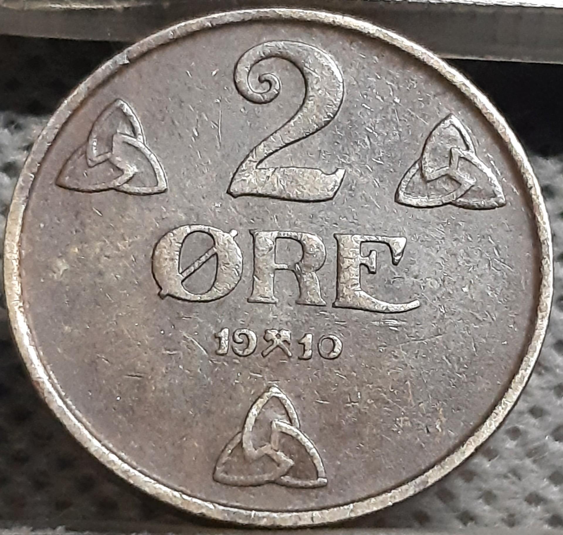 Norvegija 2 Erės 1910 KM#371 Bronza (2494)