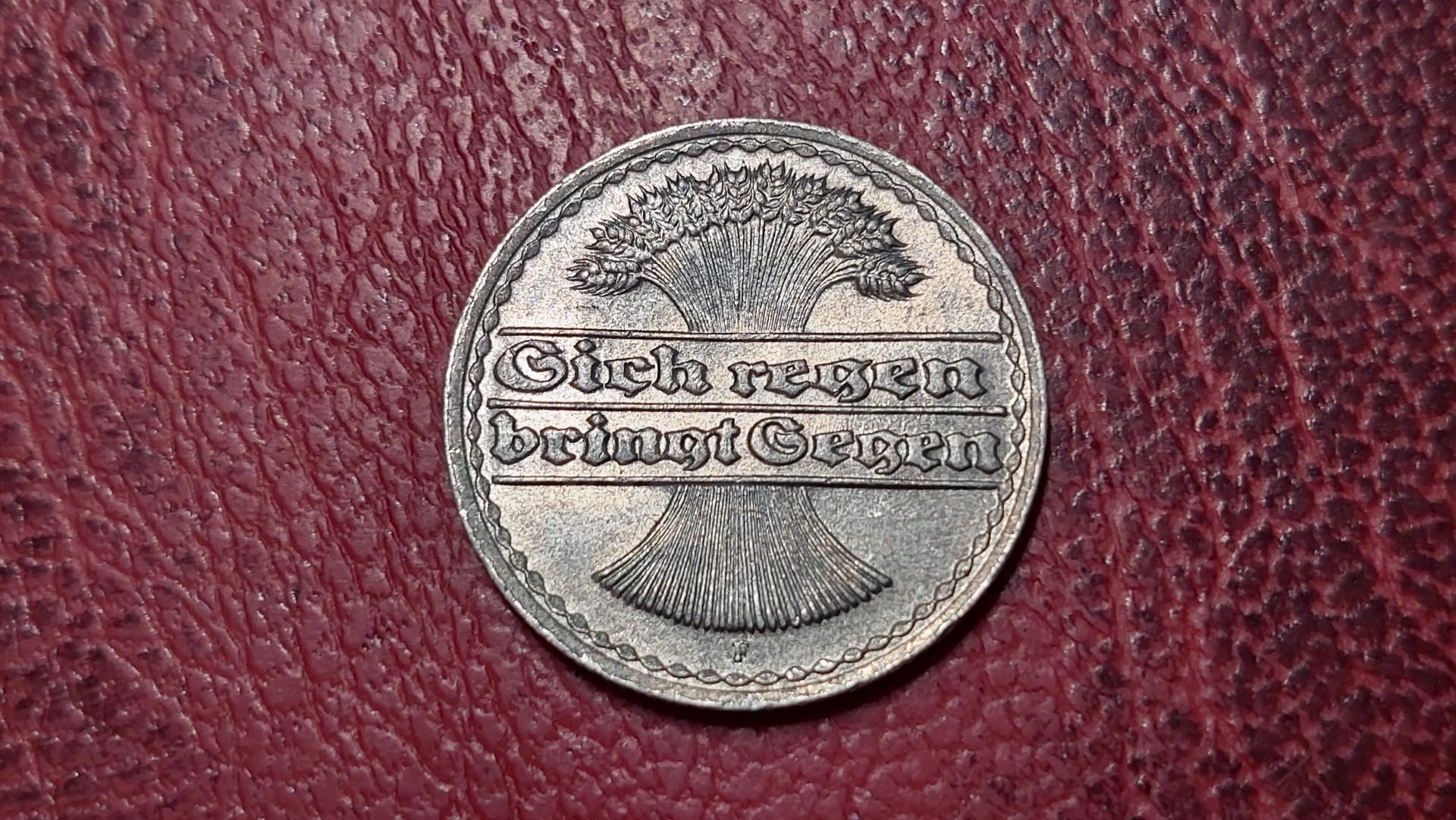 Vokietija 50 pfenigų, 1922F KM# 27