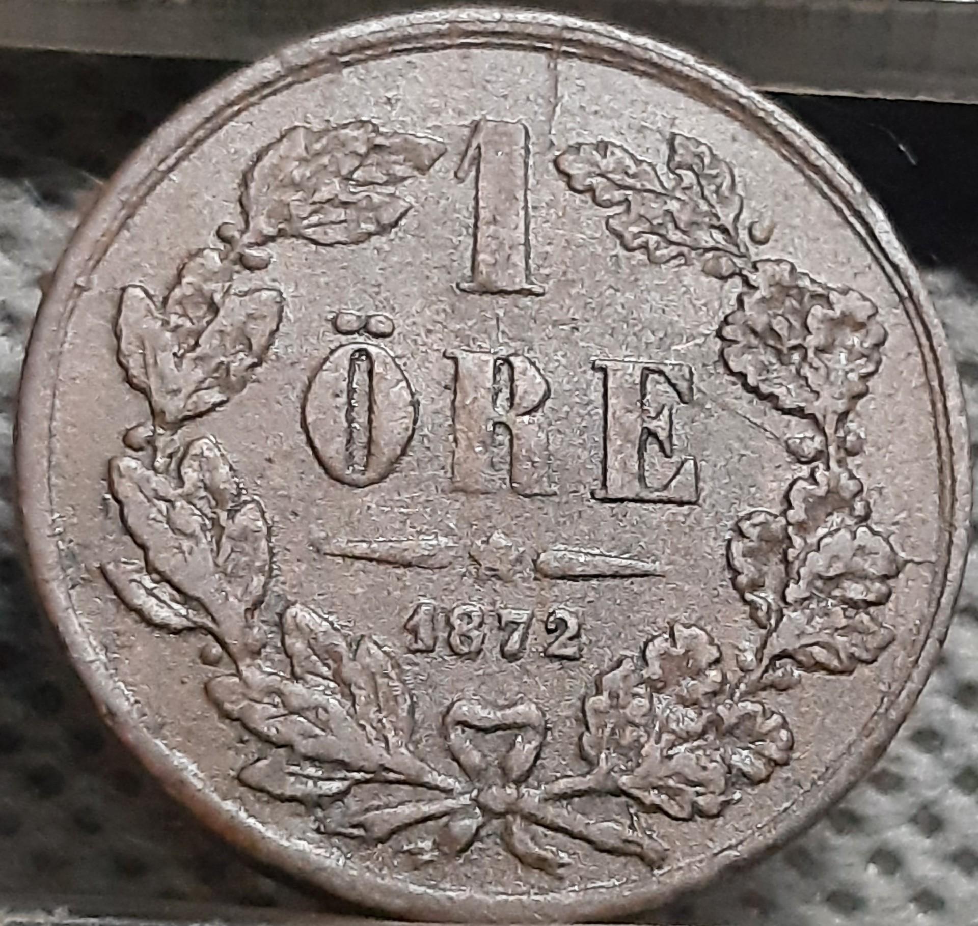 Švedija 1 Erė 1872 L.A. KM#705 Bronza (2477)