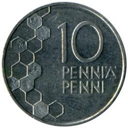 10 penių Suomija, 1990m.