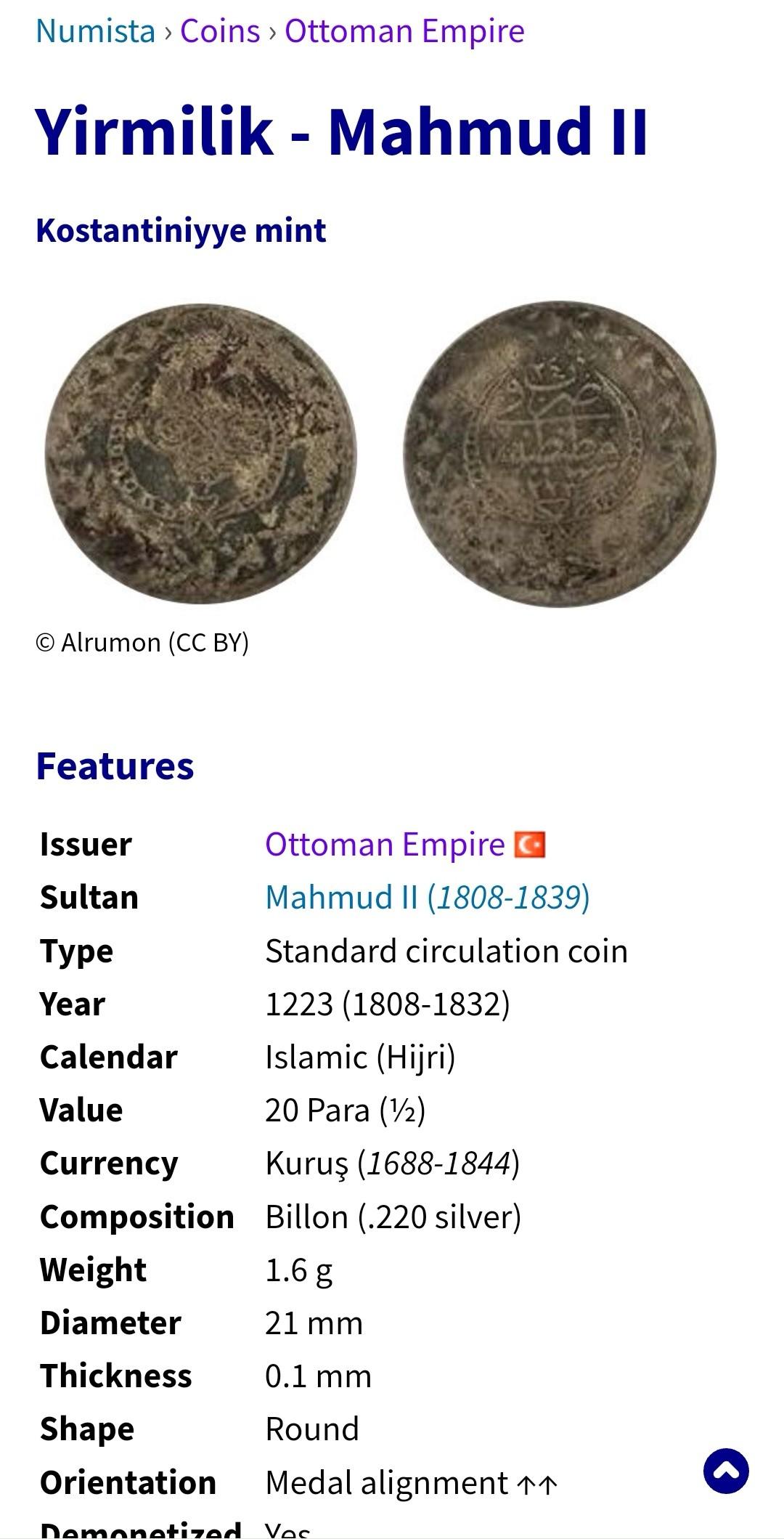 Otomanų imperija 20 para 1830
