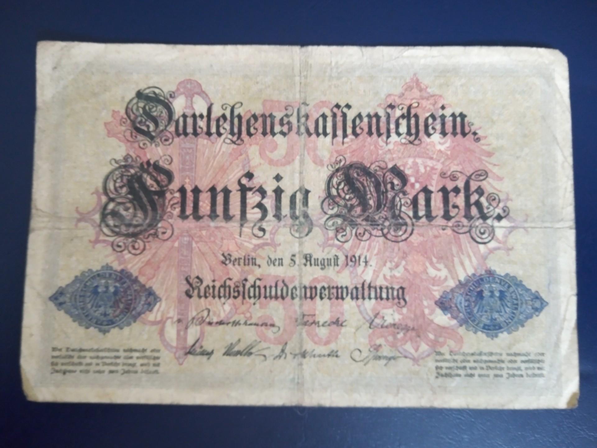 Vokietija 50 Mark 1914 metu 
