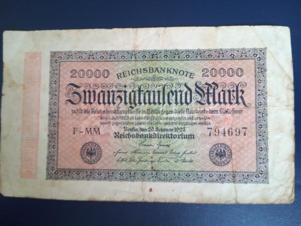 Vokietija Reichsbanknote 20000 Mark 1923